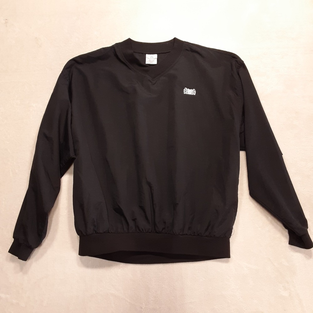 Munsingwear Mens Vintage Pullover Windbreaker XL Black Lions Flanking Crest Logo